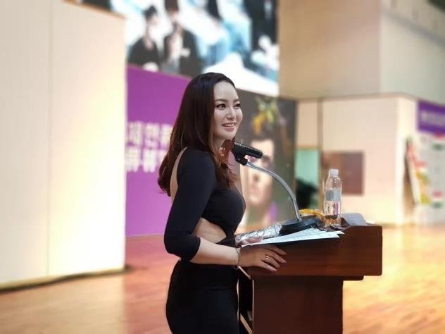 Haley Kang speaking at an industry event